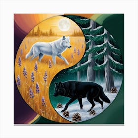 Wolf Yin Yang Canvas Print