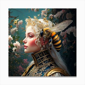 Firefly Surrealistic, Realistic, Painting, Bee, Human, Hybrid, Royal, Portrait, Side View, Fantasy, (10) Canvas Print