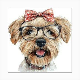 Yorkie With Glasses Canvas Print