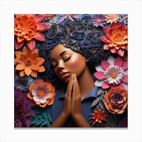 Black Woman With Flowers 1 Canvas Print