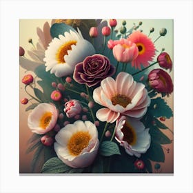 A Picture Of Some Flowers On A White Background Canvas Print