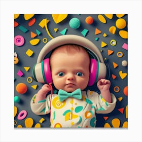 Baby Listening To Music 2 Canvas Print