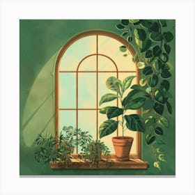 Window Sill With Plants Canvas Print
