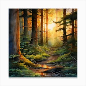 Sunset In The Woods Canvas Print