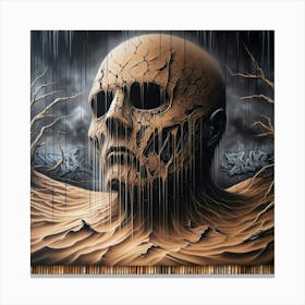 Skull In The Sand Canvas Print