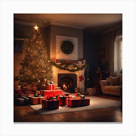 Christmas Tree In The Living Room 73 Canvas Print