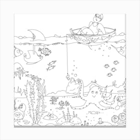 Sea life coloring page Canvas Print