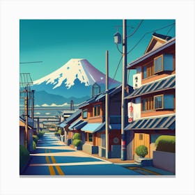 Street In Suburban Japan With Blue Sky View Pa Canvas Print
