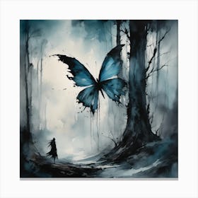 Dark Haunting Mystery Woods with Butterfly Canvas Print