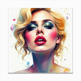 Watercolor Portrait Of Lady Gaga With Intense Brushstrokes And Vibrant Contrasts 1 Canvas Print