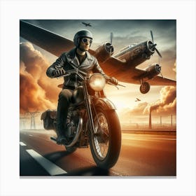 Man Riding A Motorcycle 1 Canvas Print