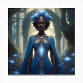 Blue Woman In The Forest Canvas Print