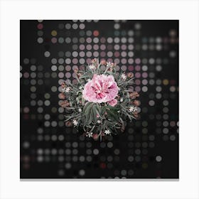 Vintage Double Red Curled Tree Peony Floral Wreath on Dot Bokeh Pattern n.0821 Canvas Print
