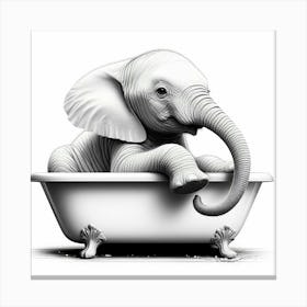 Baby Elephant In Bathtub 1 Canvas Print