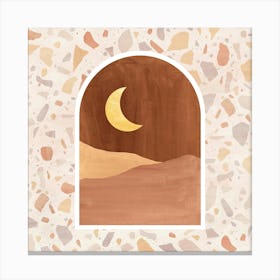 Moon In The Desert and terrazzo pattern Canvas Print