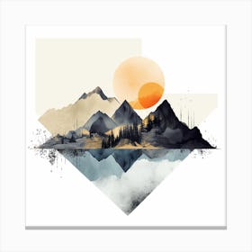 Mountains And Sunset Canvas Print