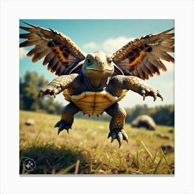 Tortoise Flapping His New Wings And Lifting Off Into The Sky (2) Canvas Print