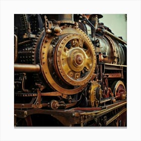 Firefly Steampunk, Train, Victoria, Station, London, Closeup, Industrial, Vintage, Gears, Brass, Mec (1) Canvas Print