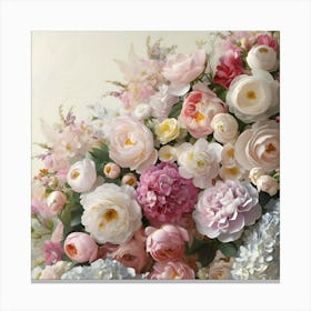 A Breathtakingly Detailed, Ultra High Resolution Illustration Of Exquisite Flowers As Wallpaper Art, Set Against A Soft, Creamy White Background, With Delicate Petals And Intricate Patterns Bursting With Vibrant Colors 1 Canvas Print