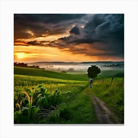 Country Rural Nature Grass Sunset Still Life Storm Fog Agriculture Forest Summer Crop Me (1) Canvas Print