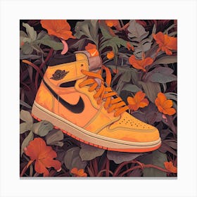 Jordan 1 Brown Flowers Jungle Nike Sneakers Painting Poster Canvas Print