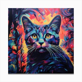 Feline Neon Glow Canvas Print
