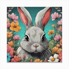 Bunny In Flowers Canvas Print