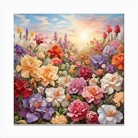 Flowers At Sunset Canvas Print