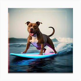 A Mesmerizing And Vibrant Cinematic Photograph Of A Dog Surfing Canvas Print