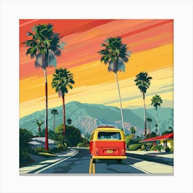 Vw Bus On The Road Canvas Print