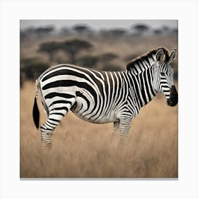 Zebra In The Grass Canvas Print
