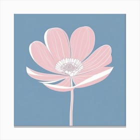 A White And Pink Flower In Minimalist Style Square Composition 112 Canvas Print