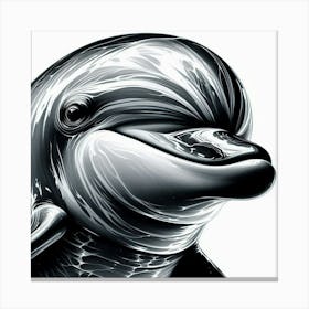 Black And White Dolphin Canvas Print