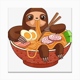 Limited Edition Kawaii Cute Anime Sloth Otaku Japanese Ramen Canvas Print