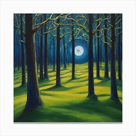 Moonlight In The Forest 1 Canvas Print