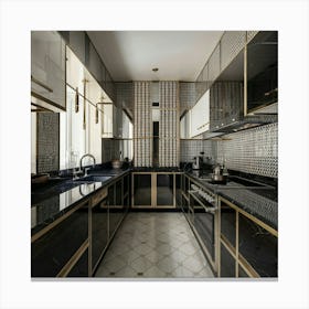 Black And Gold Kitchen 2 Canvas Print