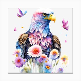 Eagle With Flowers Canvas Print