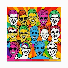 Pop Art Illustration, Banner, Texture Or Background Depicting The Pride Day And The Lgbt Community With Diverse People Generated By Ai Canvas Print