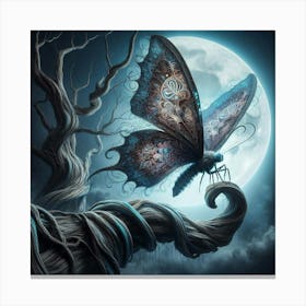 Butterfly In The Moonlight 1 Canvas Print