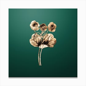 Gold Botanical Bowie's Oxalis on Dark Spring Green Canvas Print