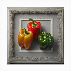 Three Peppers In A Frame 2 Canvas Print