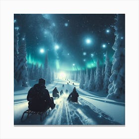 Sledding During the night Canvas Print