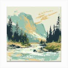 Yosemite Landscape Painting Canvas Print