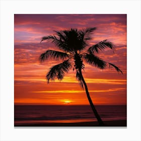 Palm Tree At Sunset Canvas Print