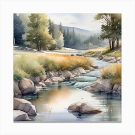 Watercolor Landscape Painting 1 Canvas Print