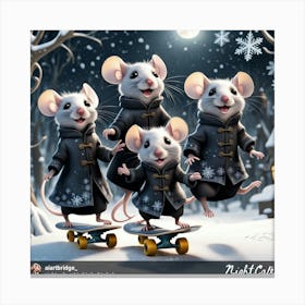 Nightcap Mice Canvas Print