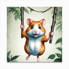 Hamster On Swing 2 Canvas Print