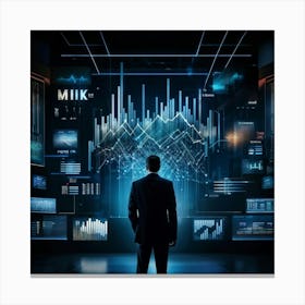 An Intricate Complex Illustration Revealing Data Statistics And Analysis Set Against A Backdrop Wi (3) Canvas Print