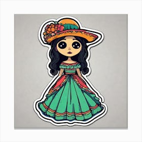 Mexico Sticker 2d Cute Fantasy Dreamy Vector Illustration 2d Flat Centered By Tim Burton Pr (31) Canvas Print