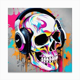 Skull With Headphones 26 Canvas Print